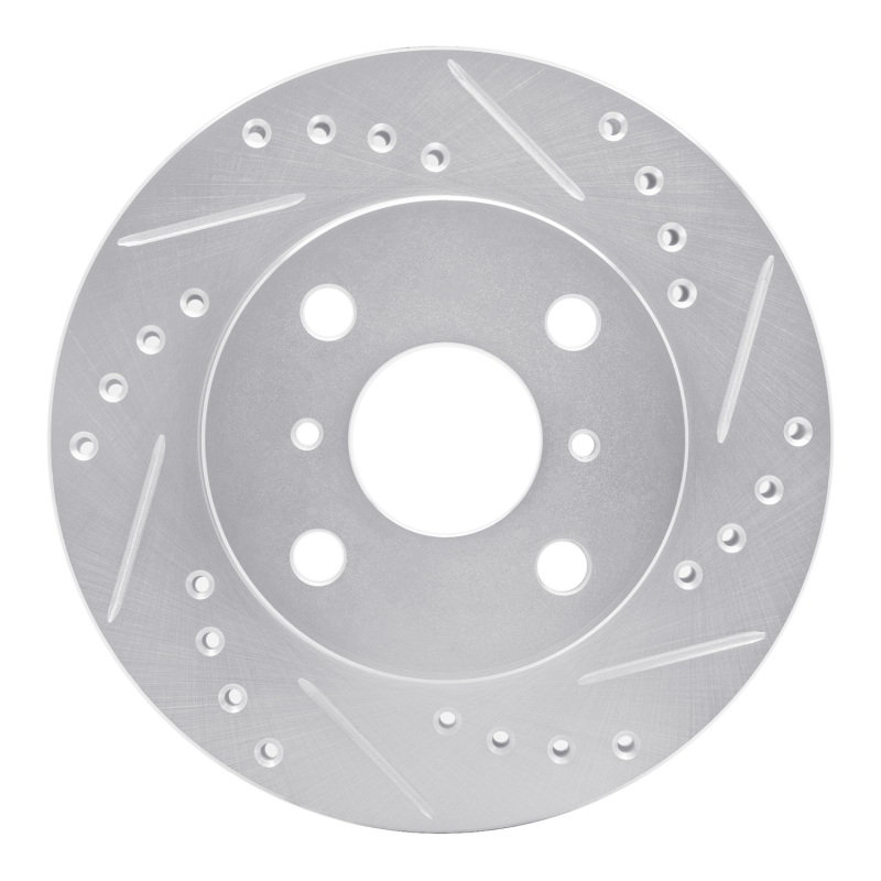 Toyota Echo Brake Rotor (1) - Front Right - R1 Concepts - Drilled & Slotted - Silver - `99-`05